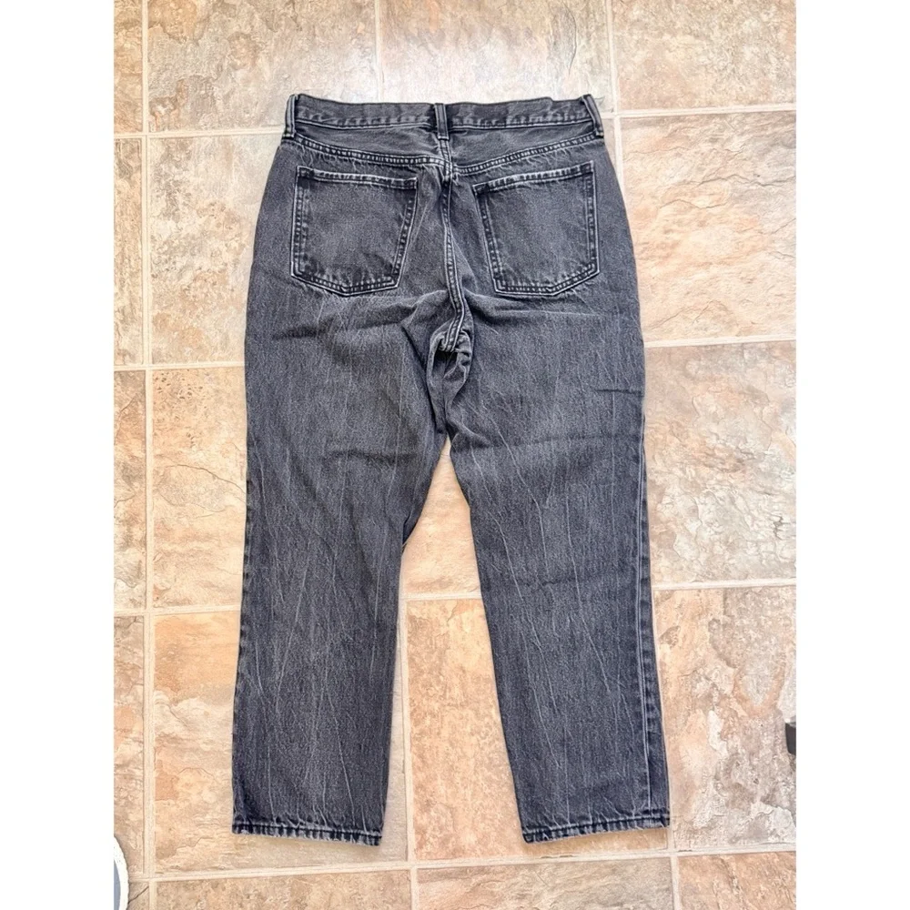 Old Navy High Rise Black Mom Jeans Womens 12 Tall Distressed Straight Leg